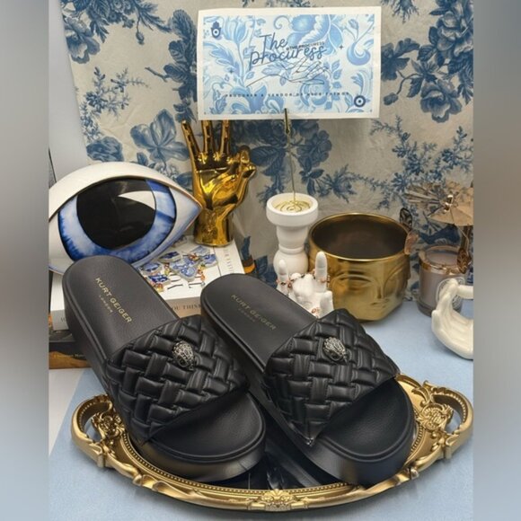 🆕 KURT GEIGER LONDON 🧿 NWOB Meena Eagle Platform Slides Sz EU 41 US 10 - Picture 2 of 16